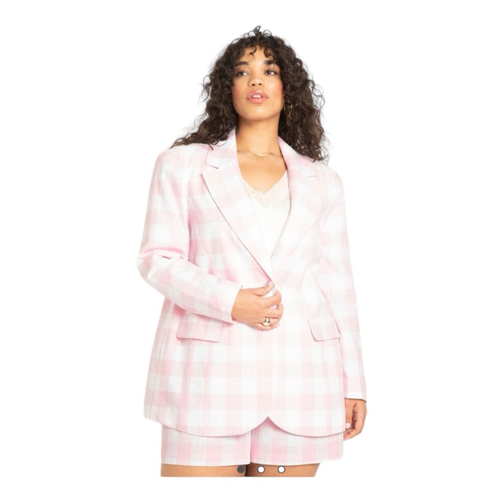 Eloquii Pink Plaid Blazer
